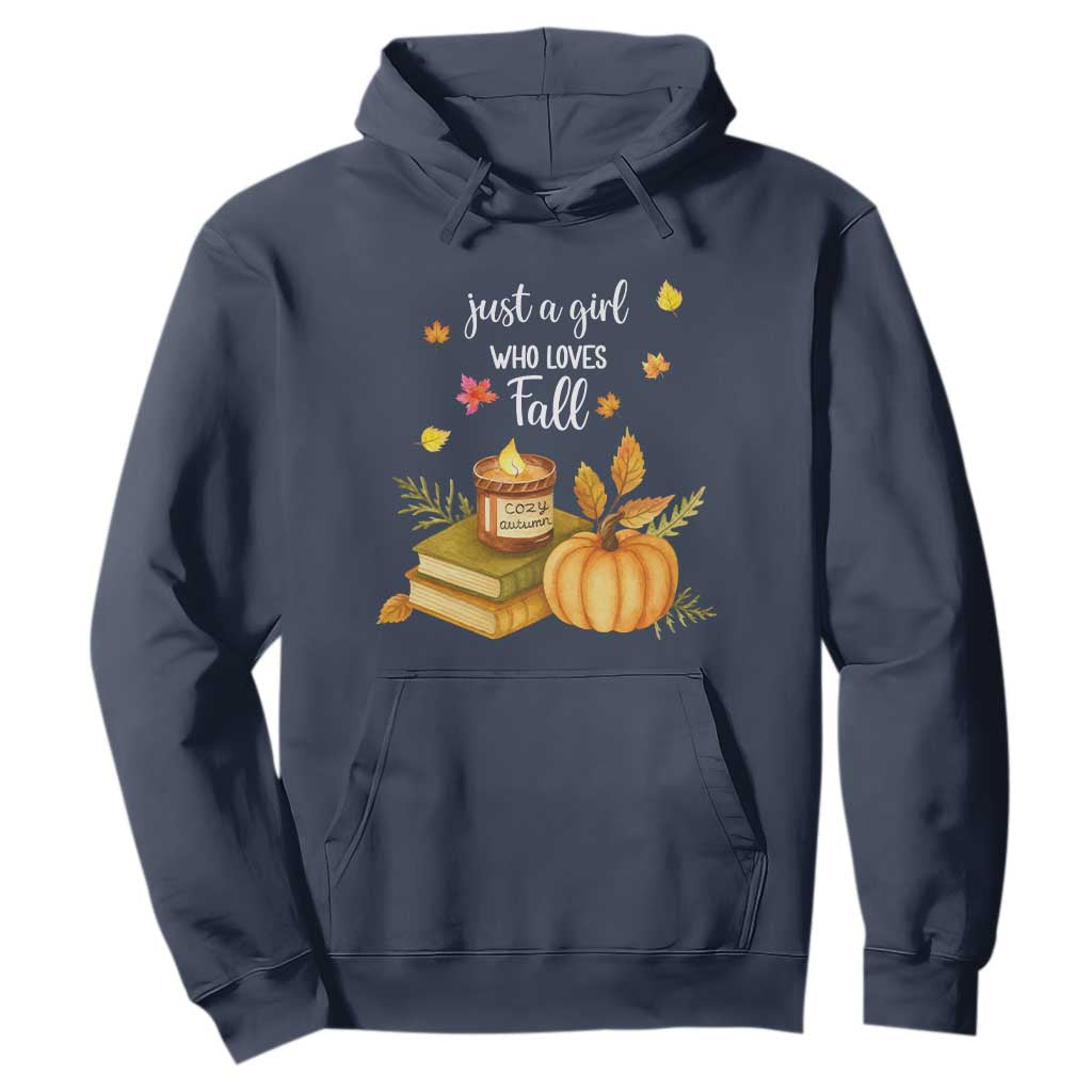 Just A Girl Who Loves Fall Hoodie Cozy Autumn Season TS11 Navy Print Your Wear