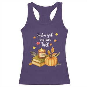 Just A Girl Who Loves Fall Racerback Tank Top Cozy Autumn Season TS11 Purple Print Your Wear