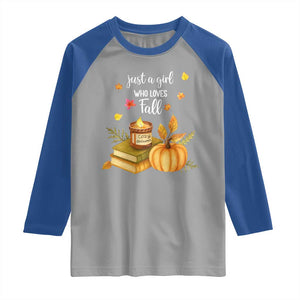 Just A Girl Who Loves Fall Raglan Shirt Cozy Autumn Season TS11 Sport Gray Royal Print Your Wear