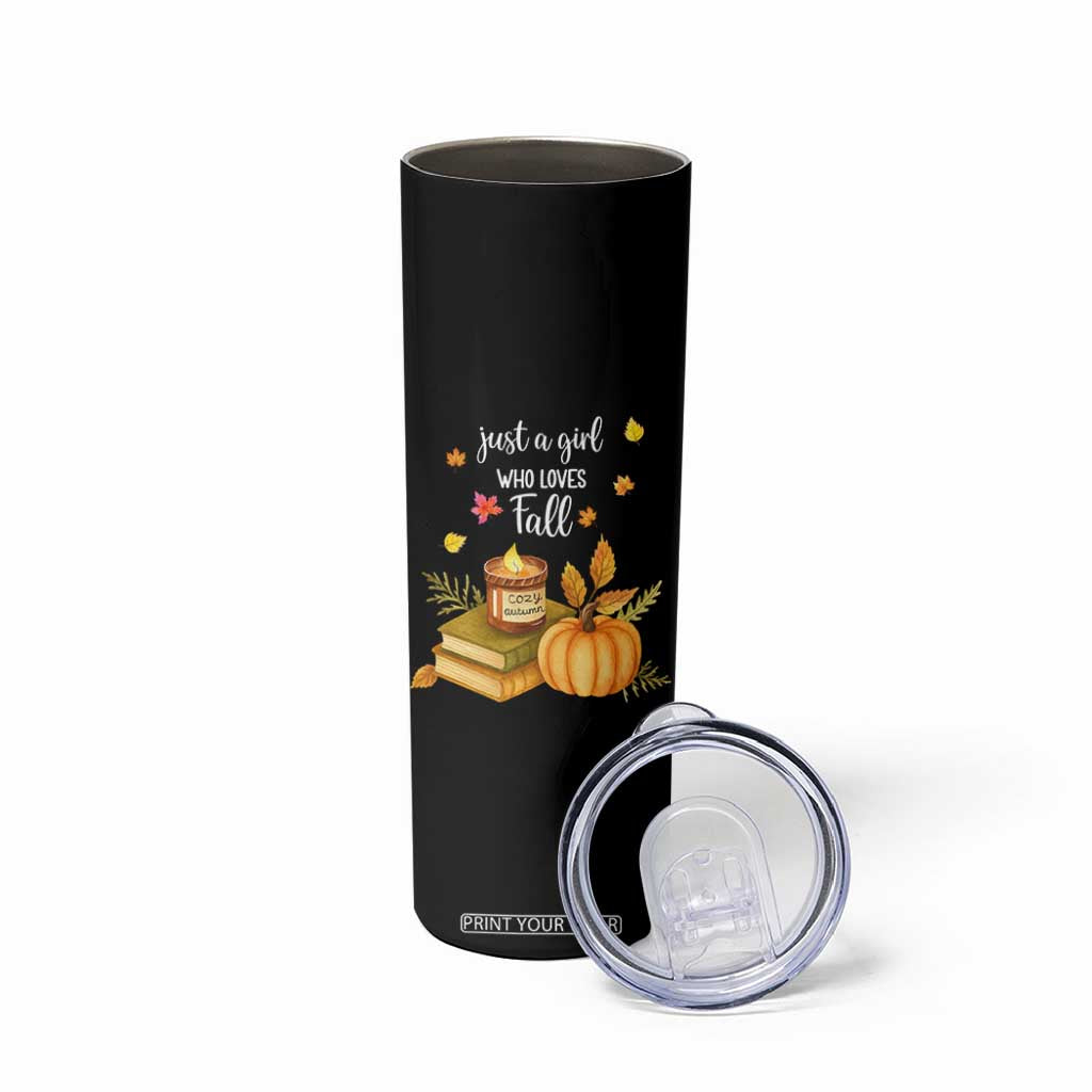 Just A Girl Who Loves Fall Skinny Tumbler Cozy Autumn Season TS11 Print Your Wear