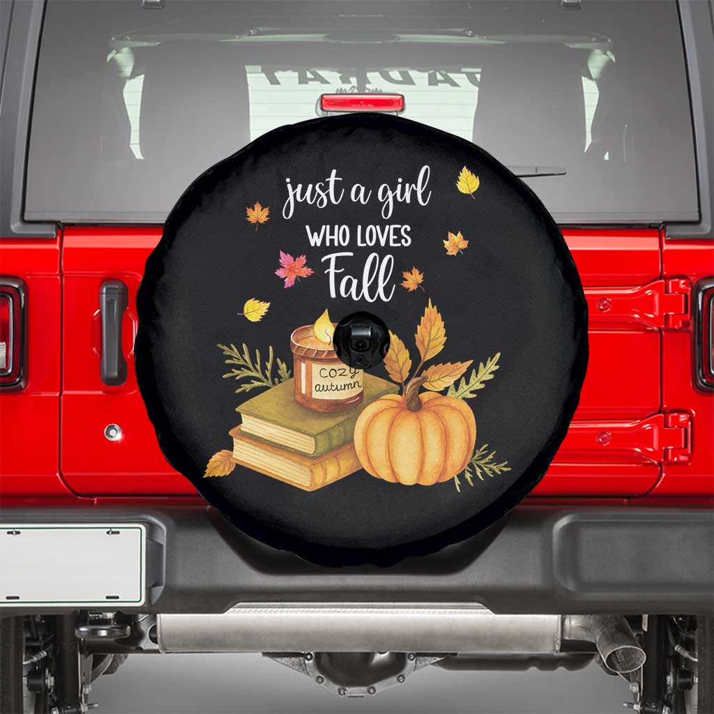 Just A Girl Who Loves Fall Spare Tire Cover Cozy Autumn Season TS11 Black Print Your Wear