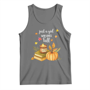 Just A Girl Who Loves Fall Tank Top Cozy Autumn Season TS11 Black Heather Print Your Wear