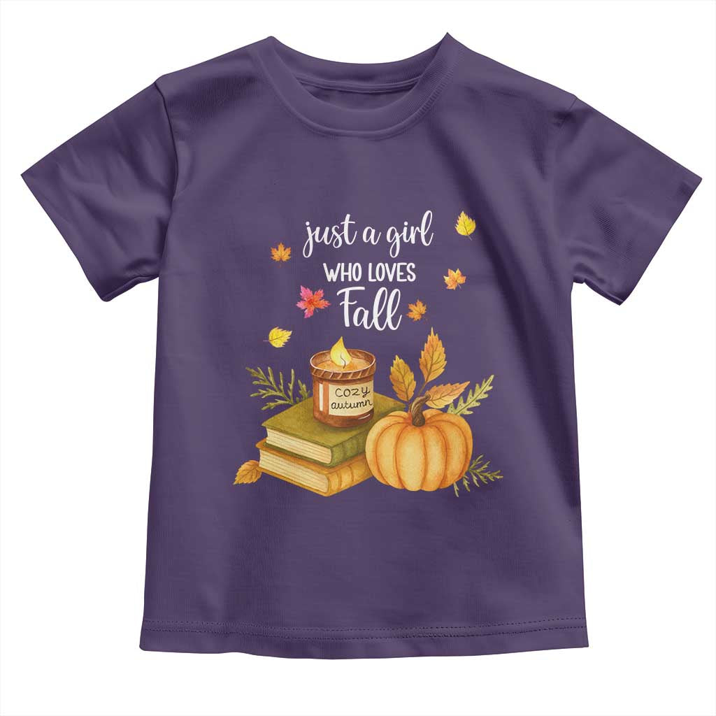 Just A Girl Who Loves Fall Toddler T Shirt Cozy Autumn Season TS11 Purple Print Your Wear