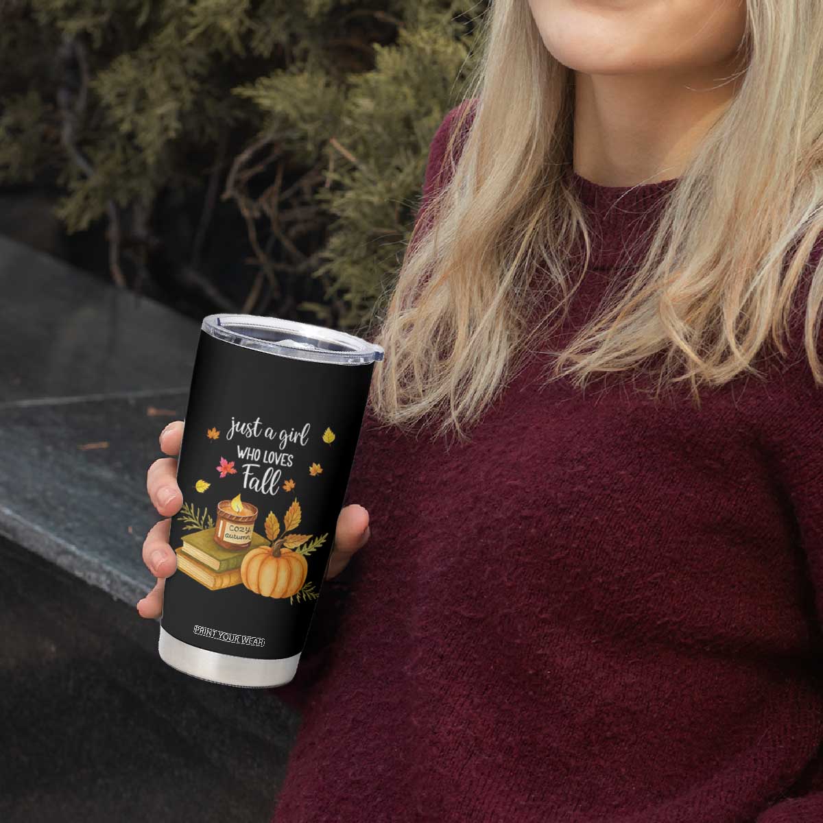 Just A Girl Who Loves Fall Tumbler Cup Cozy Autumn Season TS11 Print Your Wear