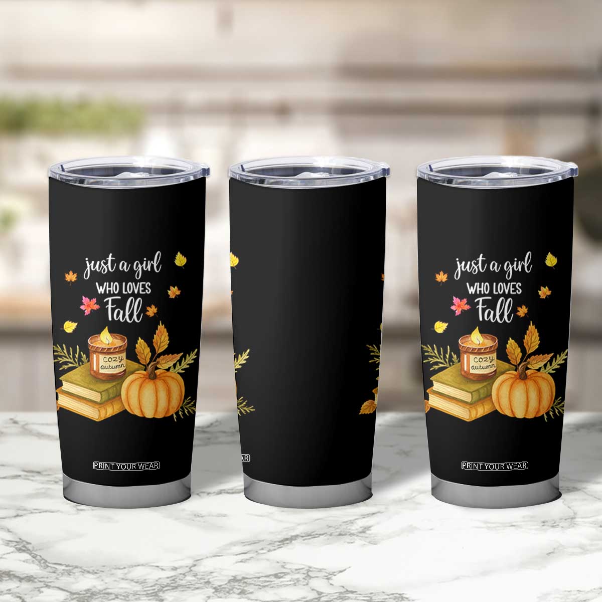 Just A Girl Who Loves Fall Tumbler Cup Cozy Autumn Season TS11 Print Your Wear