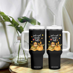 Just A Girl Who Loves Fall Tumbler With Handle Cozy Autumn Season TS11 Print Your Wear