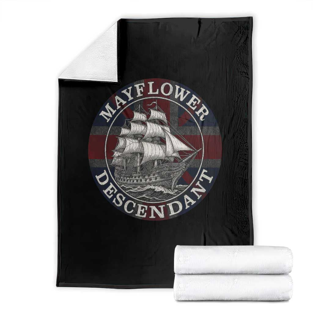 Mayflower Descendant Throw Blanket Pilgrim Fathers Thanksgiving History TS11 Black Print Your Wear