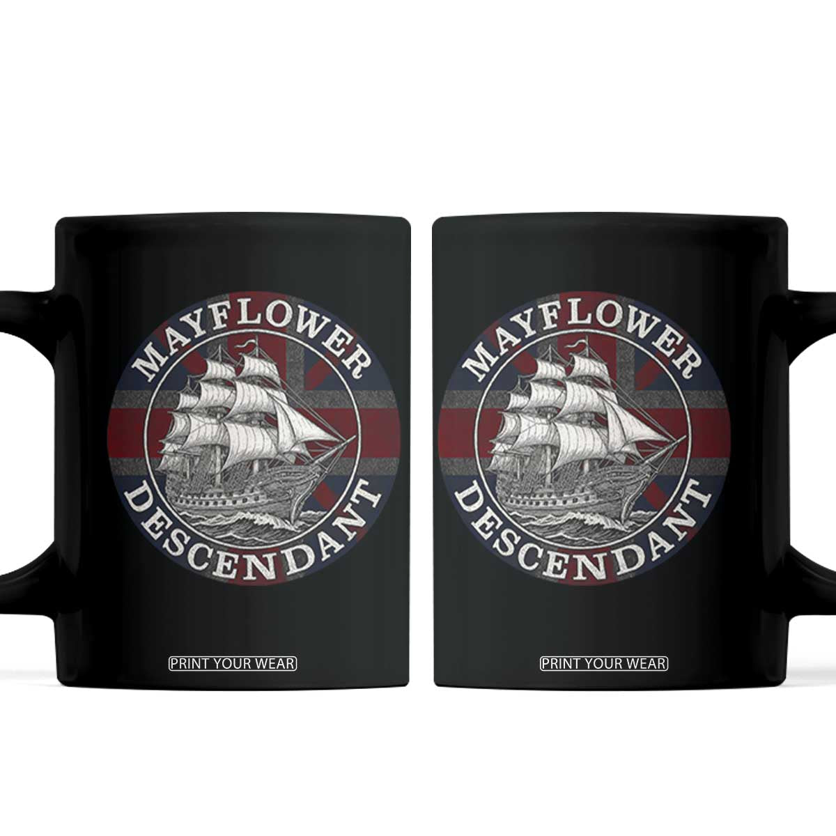 Mayflower Descendant Coffee Mug Pilgrim Fathers Thanksgiving History TS11 Black Print Your Wear