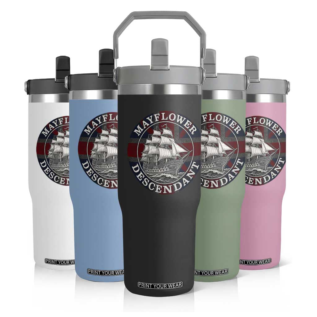 Mayflower Descendant Flip Straw Tumbler Pilgrim Fathers Thanksgiving History TS11 Print Your Wear