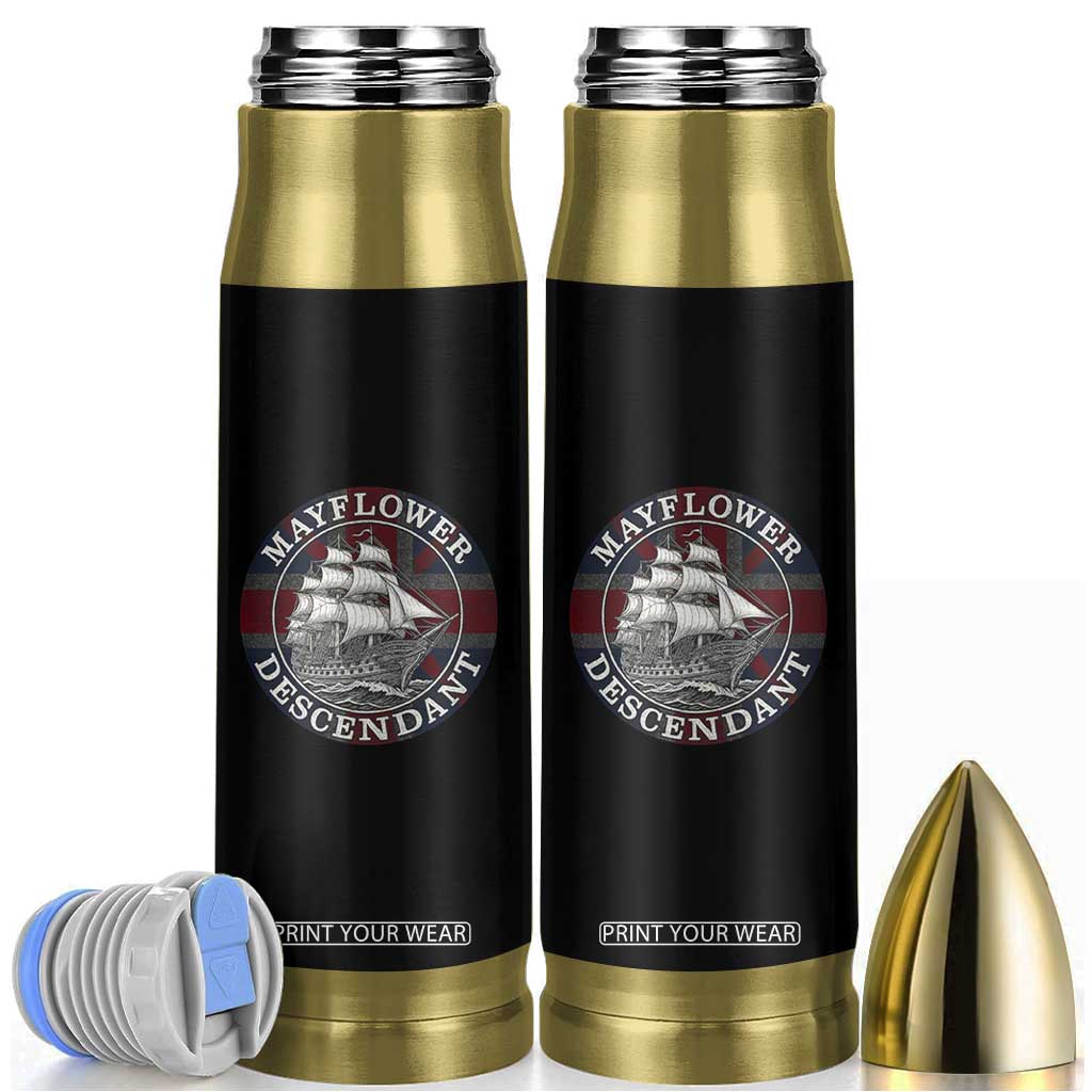 Mayflower Descendant Bullet Tumbler Pilgrim Fathers Thanksgiving History TS11 Black Print Your Wear