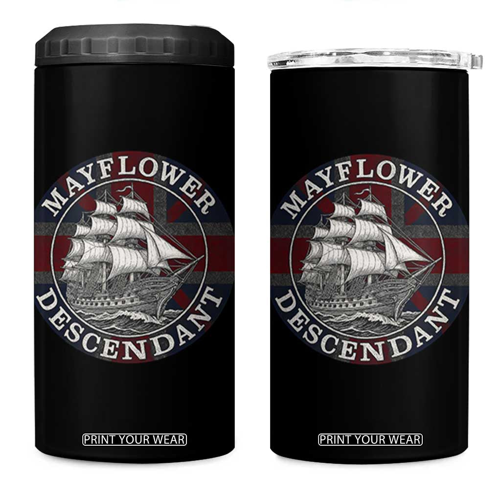 Mayflower Descendant 4 in 1 Can Cooler Tumbler Pilgrim Fathers Thanksgiving History TS11 One Size: 16 oz Black Print Your Wear