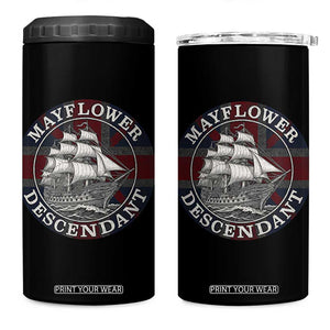 Mayflower Descendant 4 in 1 Can Cooler Tumbler Pilgrim Fathers Thanksgiving History TS11 One Size: 16 oz Black Print Your Wear