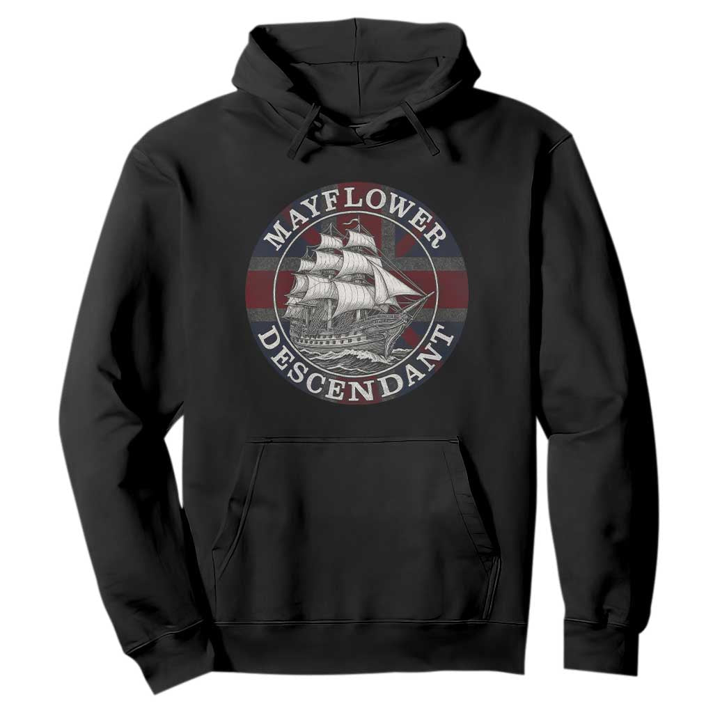 Mayflower Descendant Hoodie Pilgrim Fathers Thanksgiving History TS11 Black Print Your Wear