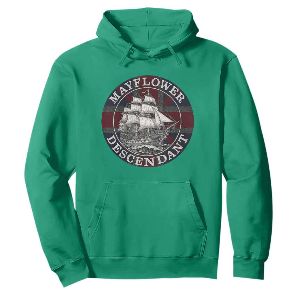 Mayflower Descendant Hoodie Pilgrim Fathers Thanksgiving History TS11 Irish Green Print Your Wear