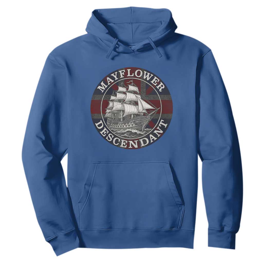 Mayflower Descendant Hoodie Pilgrim Fathers Thanksgiving History TS11 Royal Blue Print Your Wear