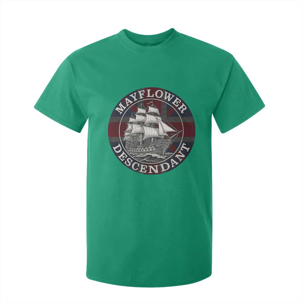 Mayflower Descendant T Shirt For Kid Pilgrim Fathers Thanksgiving History TS11 Irish Green Print Your Wear