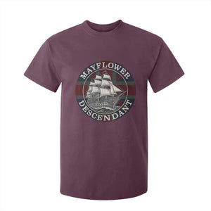 Mayflower Descendant T Shirt For Kid Pilgrim Fathers Thanksgiving History TS11 Maroon Print Your Wear