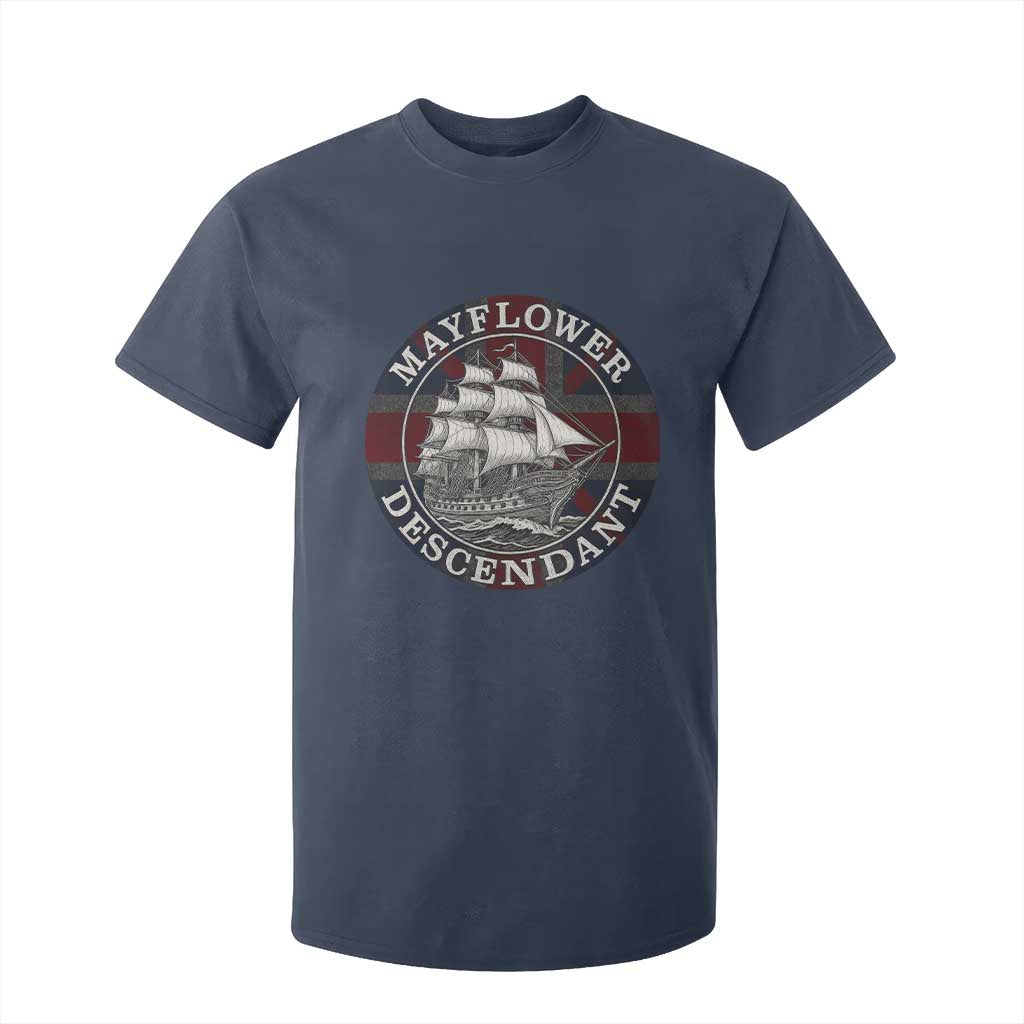Mayflower Descendant T Shirt For Kid Pilgrim Fathers Thanksgiving History TS11 Navy Print Your Wear