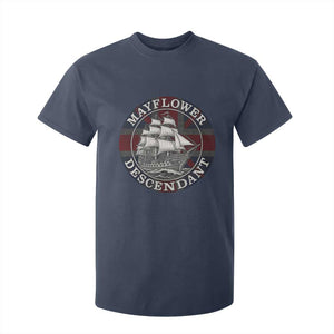 Mayflower Descendant T Shirt For Kid Pilgrim Fathers Thanksgiving History TS11 Navy Print Your Wear