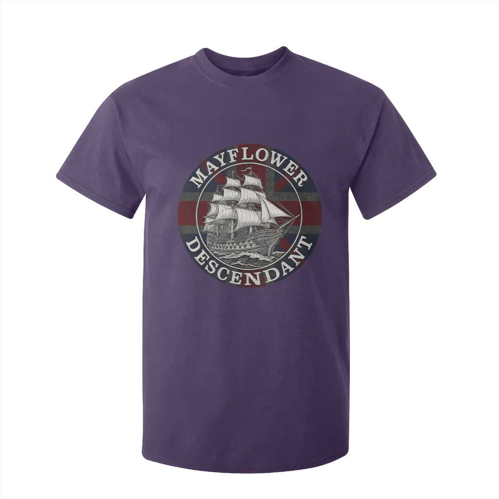 Mayflower Descendant T Shirt For Kid Pilgrim Fathers Thanksgiving History TS11 Purple Print Your Wear