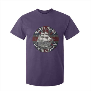 Mayflower Descendant T Shirt For Kid Pilgrim Fathers Thanksgiving History TS11 Purple Print Your Wear