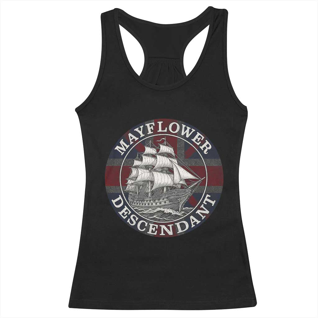 Mayflower Descendant Racerback Tank Top Pilgrim Fathers Thanksgiving History TS11 Black Print Your Wear