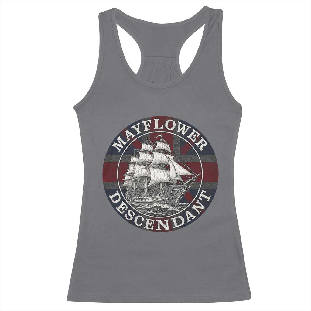 Mayflower Descendant Racerback Tank Top Pilgrim Fathers Thanksgiving History TS11 Charcoal Print Your Wear