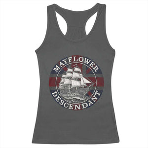 Mayflower Descendant Racerback Tank Top Pilgrim Fathers Thanksgiving History TS11 Dark Heather Print Your Wear