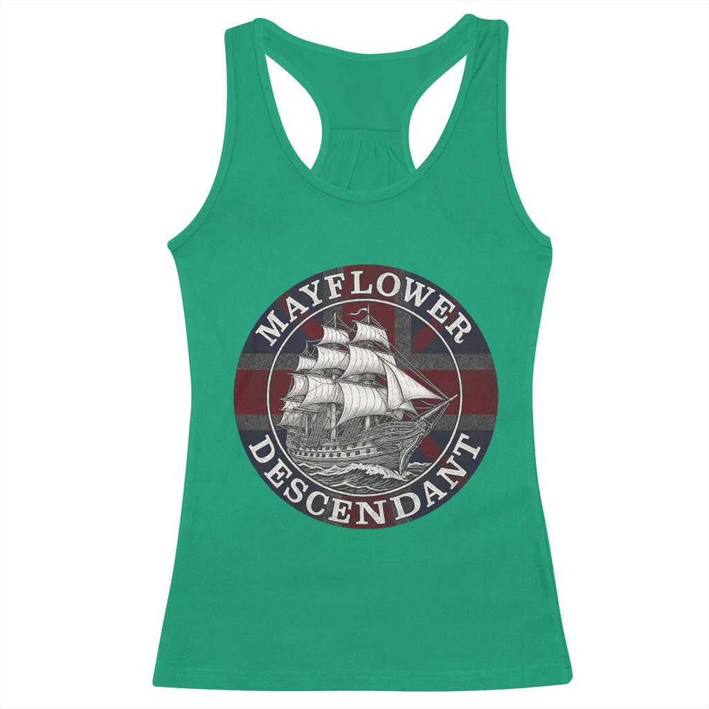 Mayflower Descendant Racerback Tank Top Pilgrim Fathers Thanksgiving History TS11 Irish Green Print Your Wear