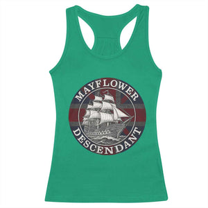 Mayflower Descendant Racerback Tank Top Pilgrim Fathers Thanksgiving History TS11 Irish Green Print Your Wear
