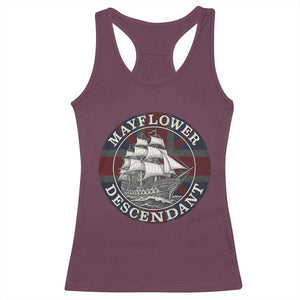 Mayflower Descendant Racerback Tank Top Pilgrim Fathers Thanksgiving History TS11 Maroon Print Your Wear