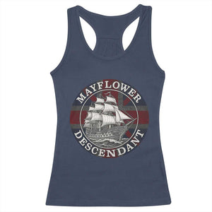 Mayflower Descendant Racerback Tank Top Pilgrim Fathers Thanksgiving History TS11 Navy Print Your Wear