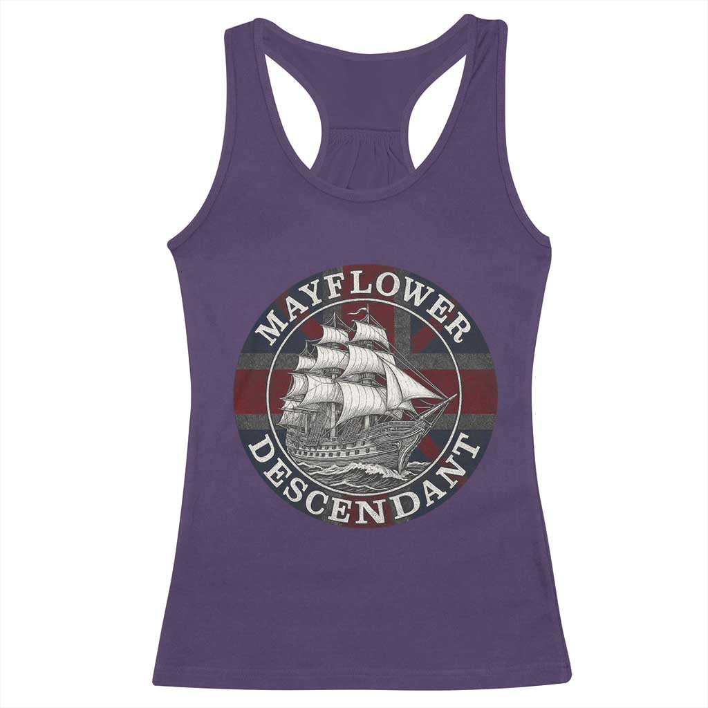 Mayflower Descendant Racerback Tank Top Pilgrim Fathers Thanksgiving History TS11 Purple Print Your Wear