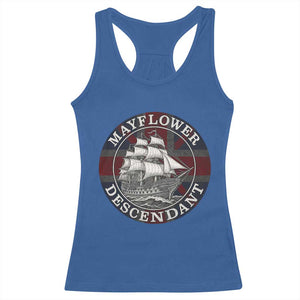 Mayflower Descendant Racerback Tank Top Pilgrim Fathers Thanksgiving History TS11 Royal Blue Print Your Wear