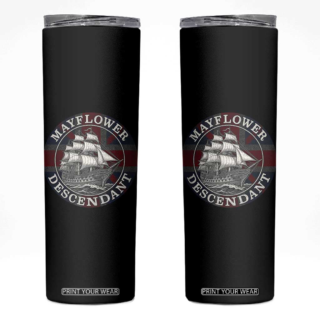 Mayflower Descendant Skinny Tumbler Pilgrim Fathers Thanksgiving History TS11 Black Print Your Wear