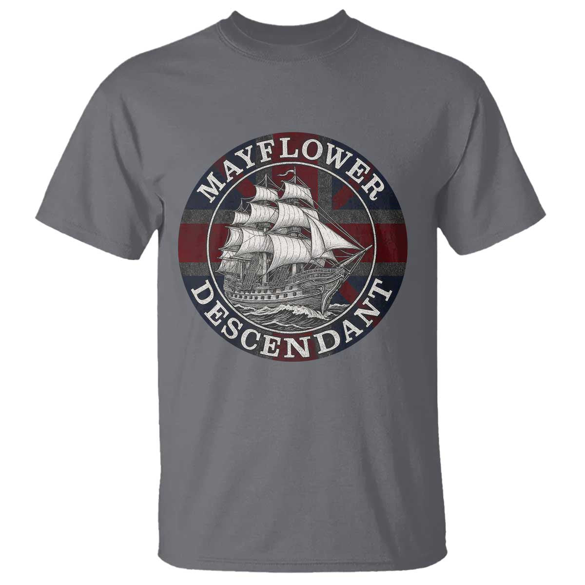 Mayflower Descendant T Shirt Pilgrim Fathers Thanksgiving History TS11 Charcoal Print Your Wear