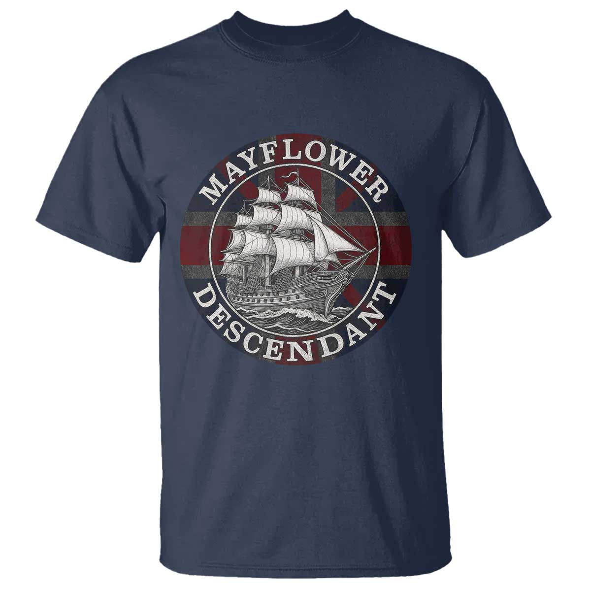 Mayflower Descendant T Shirt Pilgrim Fathers Thanksgiving History TS11 Navy Print Your Wear