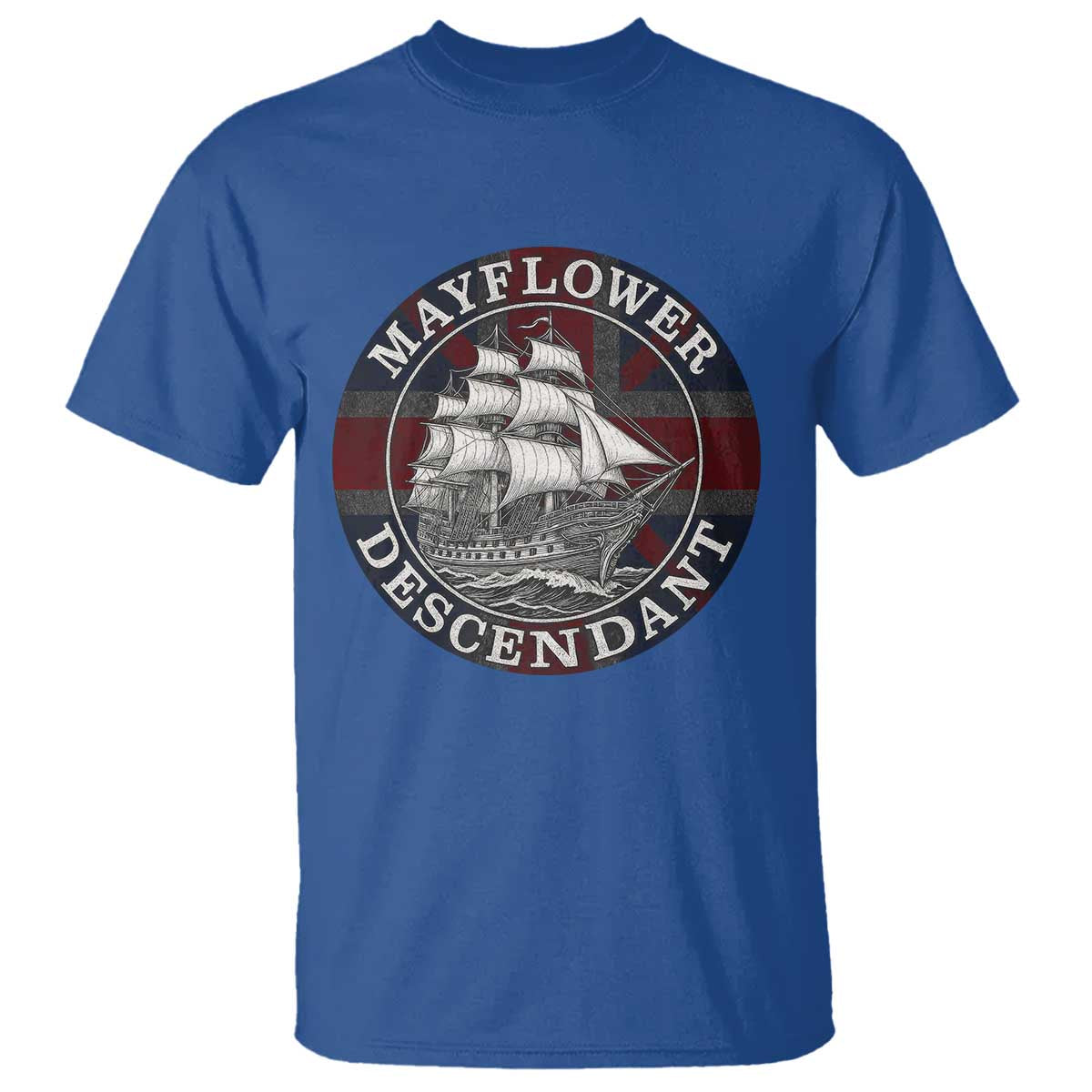 Mayflower Descendant T Shirt Pilgrim Fathers Thanksgiving History TS11 Royal Blue Print Your Wear