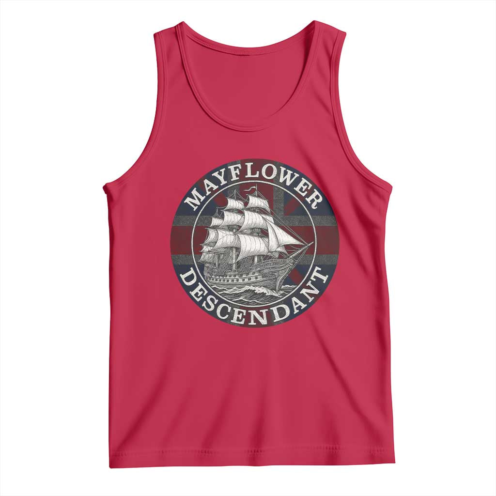 Mayflower Descendant Tank Top Pilgrim Fathers Thanksgiving History TS11 Red Print Your Wear
