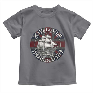 Mayflower Descendant Toddler T Shirt Pilgrim Fathers Thanksgiving History TS11 Charcoal Print Your Wear