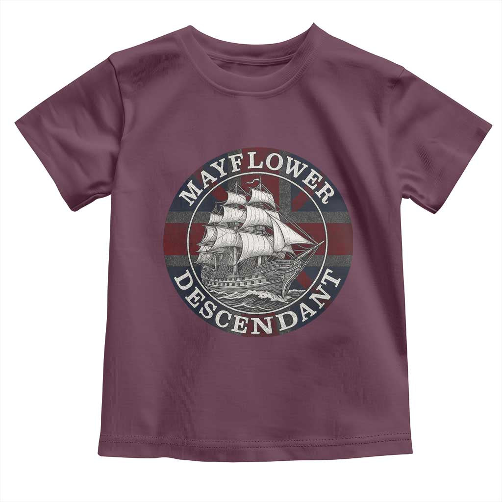 Mayflower Descendant Toddler T Shirt Pilgrim Fathers Thanksgiving History TS11 Maroon Print Your Wear