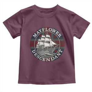 Mayflower Descendant Toddler T Shirt Pilgrim Fathers Thanksgiving History TS11 Maroon Print Your Wear