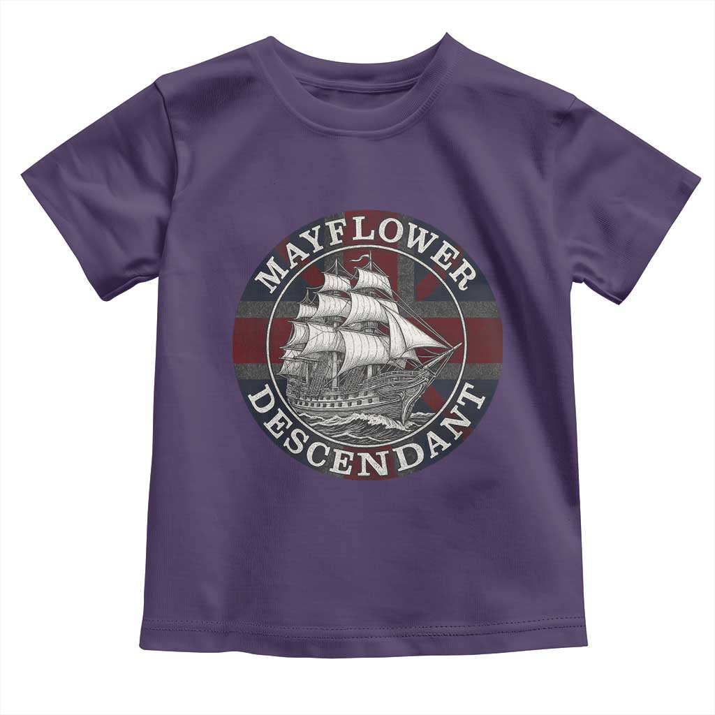 Mayflower Descendant Toddler T Shirt Pilgrim Fathers Thanksgiving History TS11 Purple Print Your Wear