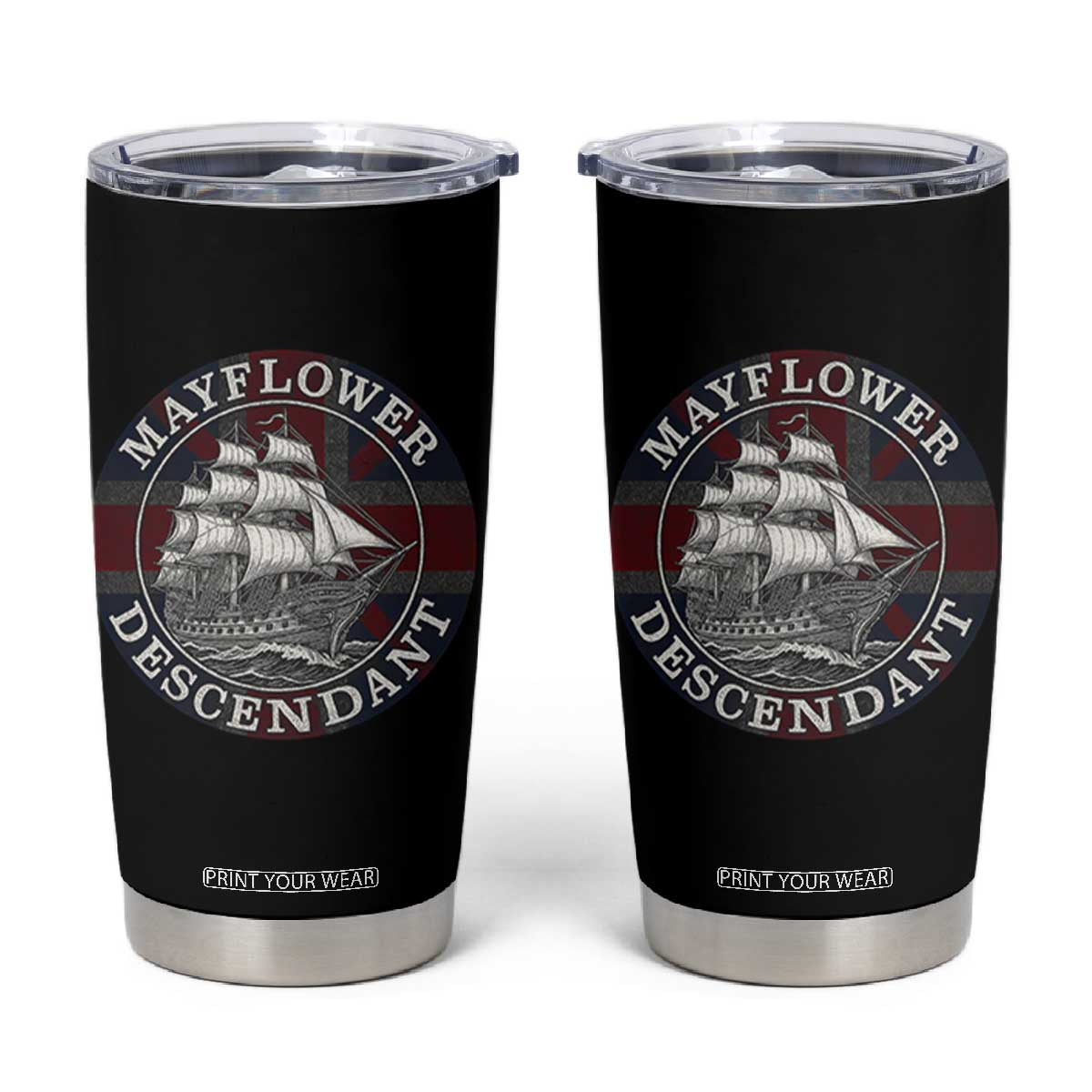 Mayflower Descendant Tumbler Cup Pilgrim Fathers Thanksgiving History TS11 Black Print Your Wear