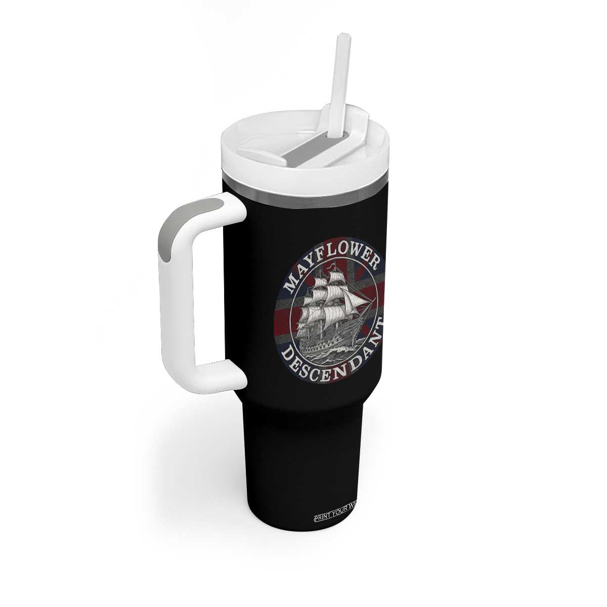Mayflower Descendant Tumbler With Handle Pilgrim Fathers Thanksgiving History TS11 Print Your Wear