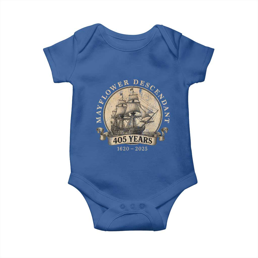 Mayflower Descendant Baby Onesie 405 Years Pilgrim Fathers Thanksgiving History TS11 Royal Blue Print Your Wear