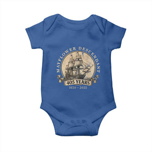 Mayflower Descendant Baby Onesie 405 Years Pilgrim Fathers Thanksgiving History TS11 Royal Blue Print Your Wear