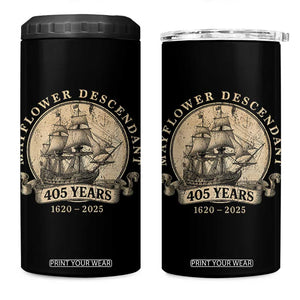 Mayflower Descendant 4 in 1 Can Cooler Tumbler 405 Years Pilgrim Fathers Thanksgiving History TS11 One Size: 16 oz Black Print Your Wear
