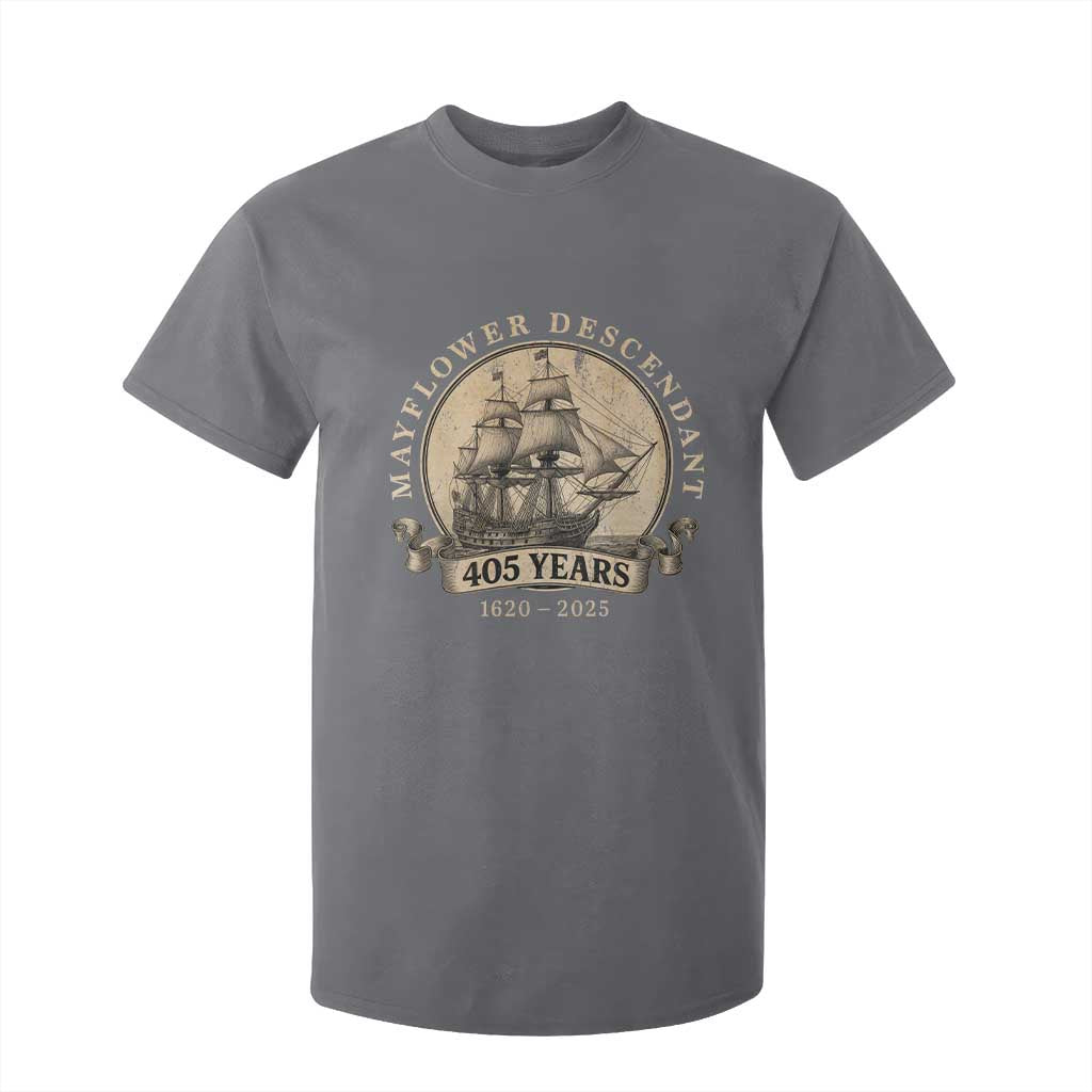 Mayflower Descendant T Shirt For Kid 405 Years Pilgrim Fathers Thanksgiving History TS11 Charcoal Print Your Wear