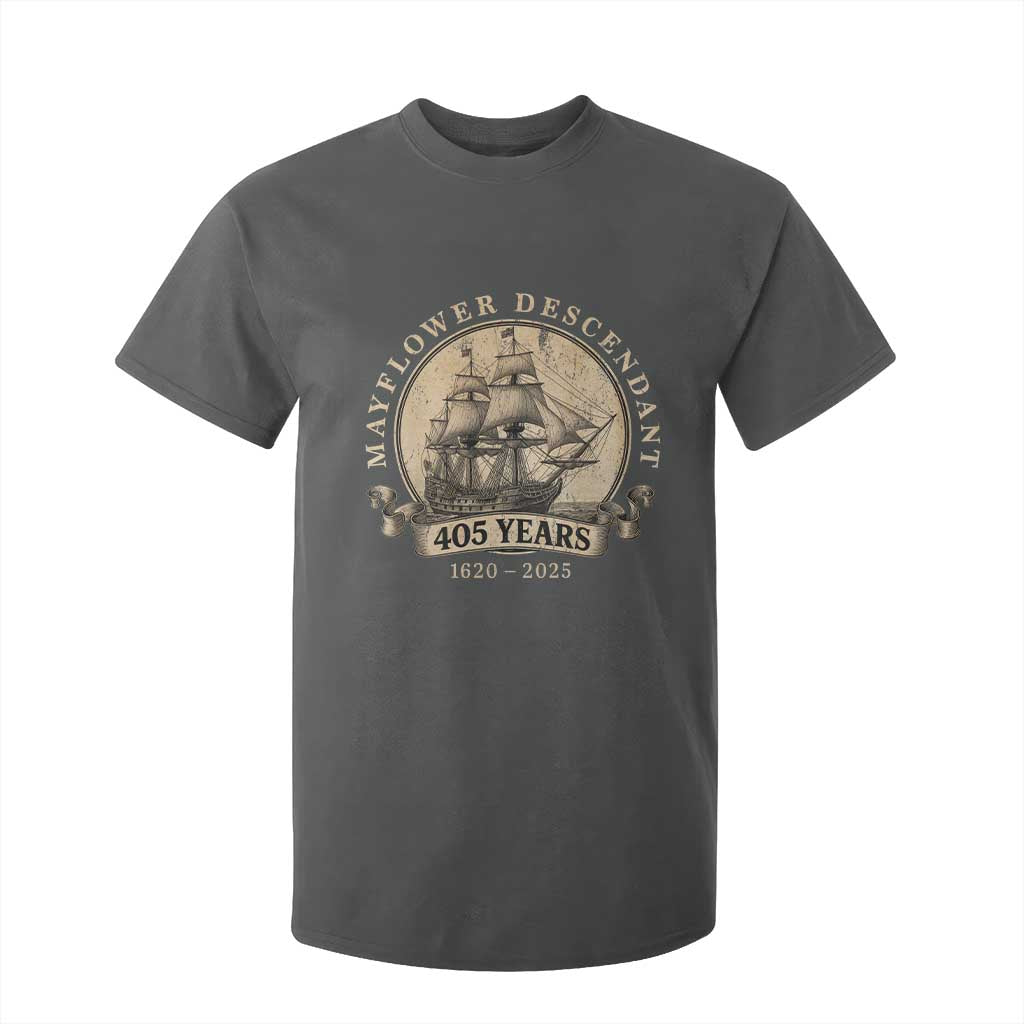 Mayflower Descendant T Shirt For Kid 405 Years Pilgrim Fathers Thanksgiving History TS11 Dark Heather Print Your Wear